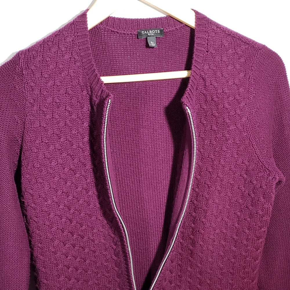 Talbots Petites Purple Full Zip Sweater Size Small